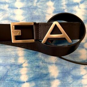 Emporio Armani Men’s Black Leather Belt – 42”